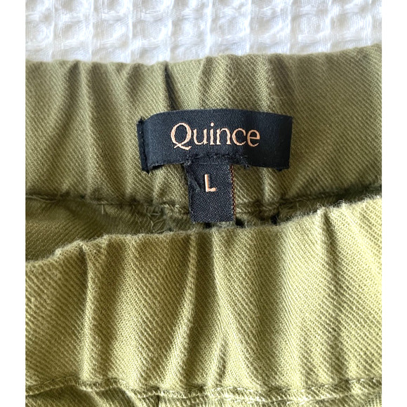 Quince Shorts Size Large Organic Cotton Linen Twill Pull On Army Green Pockets - Picture 3 of 8